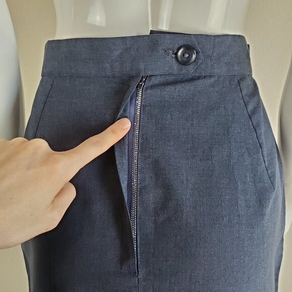 Vintage 60s Navy Blue Pencil Skirt - Picture 6 of 7